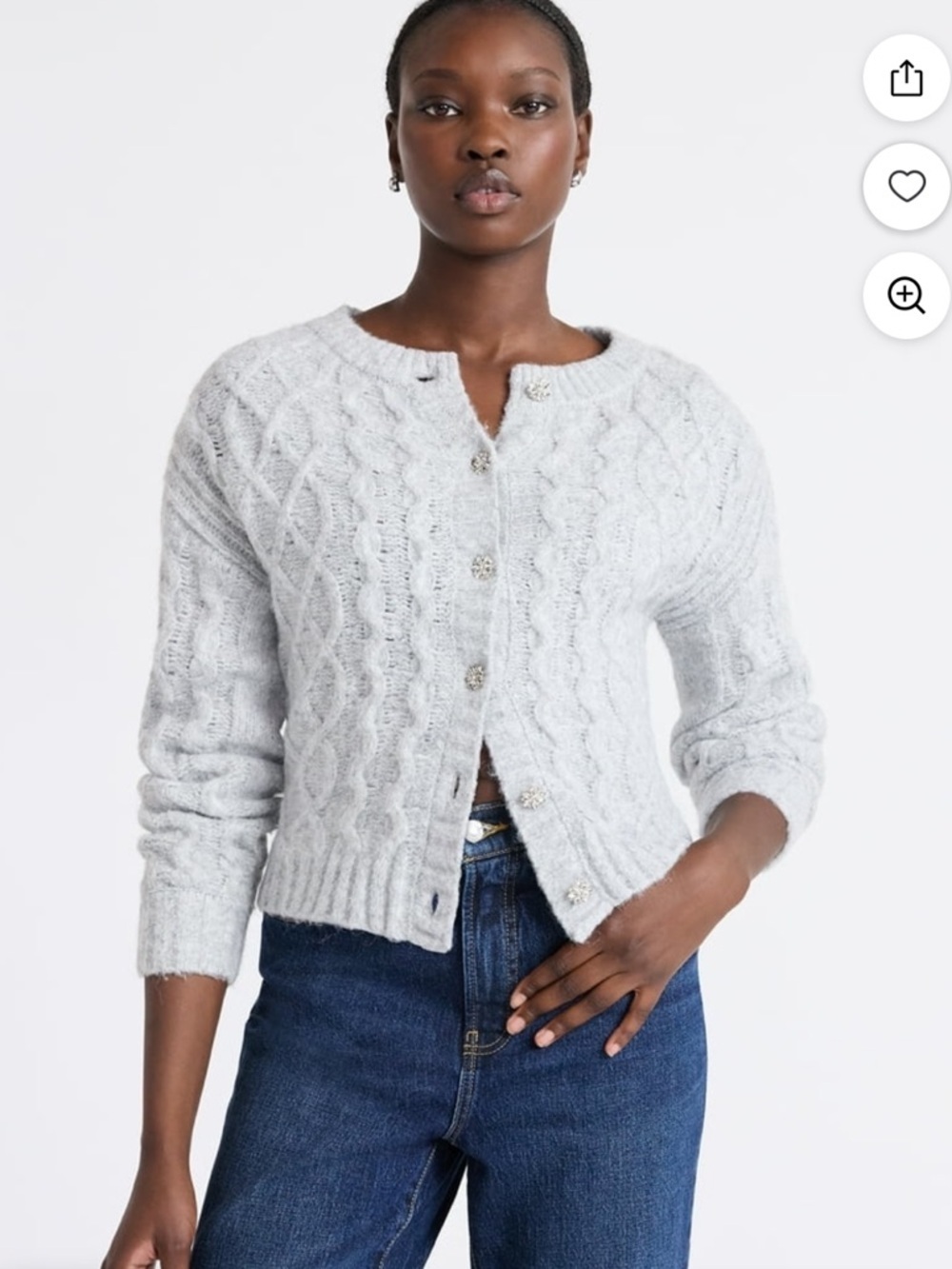 NWT Free Assembly Cropped Cable Cardigan Sweater mid weight Gray XL